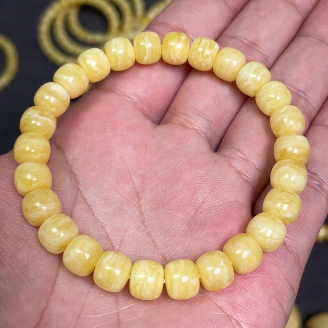 蜜蜡未镶嵌裸石虎皮纹千层雪蜜蜡手串8.8mm