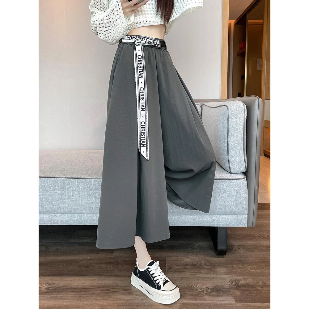 垂感显瘦宽松冰丝裙裤女夏款2025新款爆款今年流行高腰阔腿八分裤