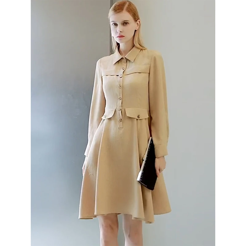 9615【红系列】气质衬衫连衣裙QH8003