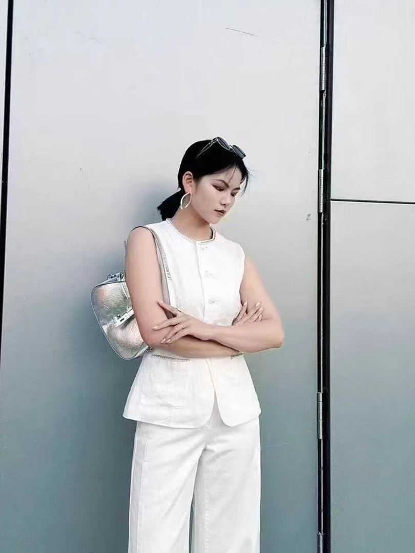 【程依专属】1018夏季新款2025时尚百搭亚麻修身马甲