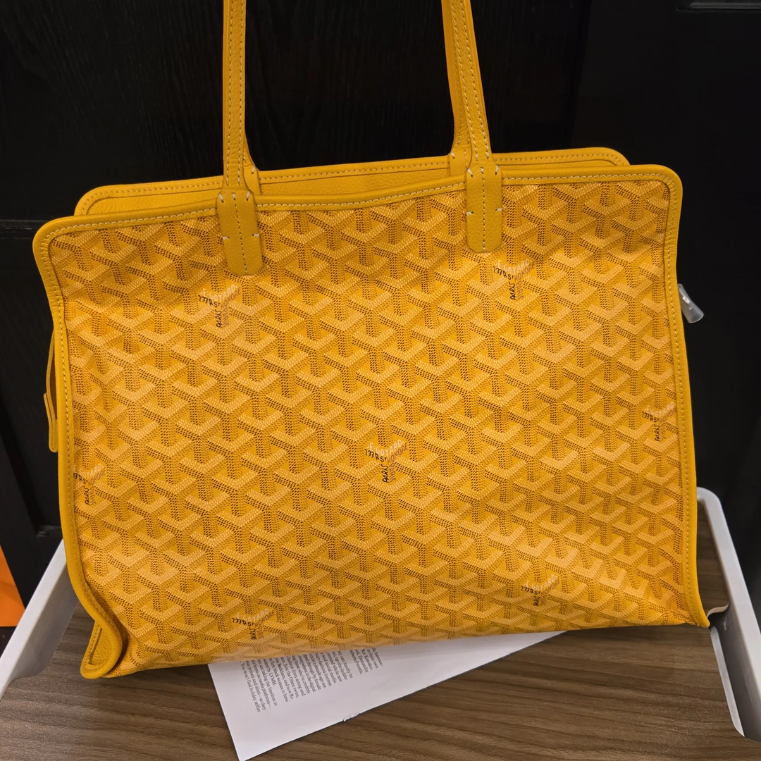 95新 Goyard 黄色老花hardy托特单肩包