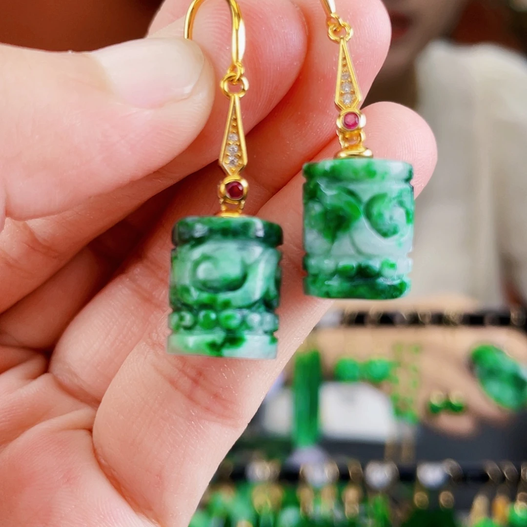 银S925镶嵌翡翠耳饰