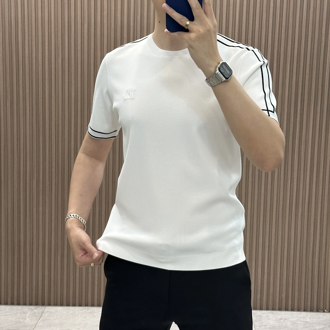 男士修身圆领短袖日常男装纯色针织夏季百搭商务圆领T恤6111