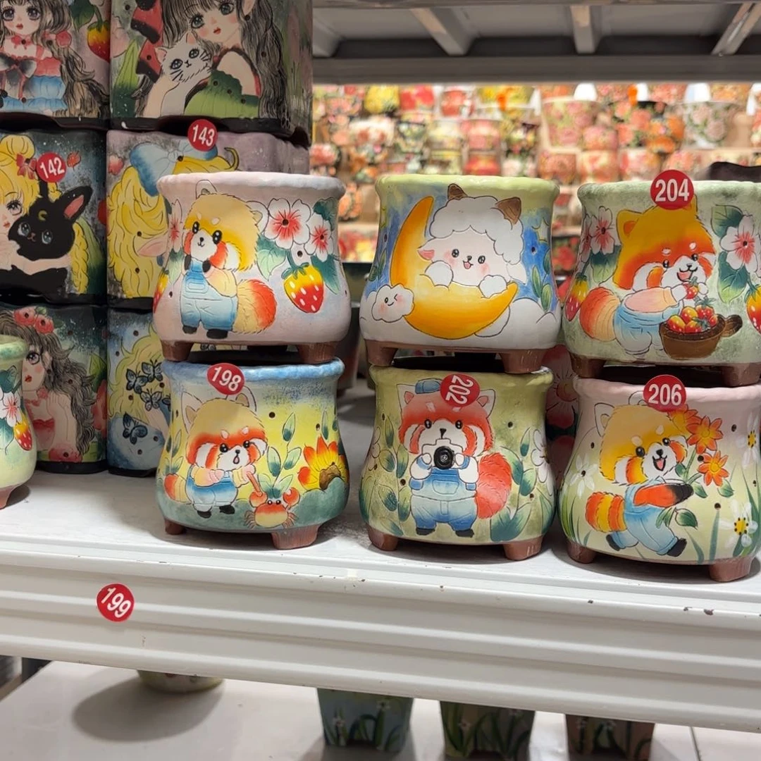 紫砂花盆漫**际景德镇手绘花盆陶瓷