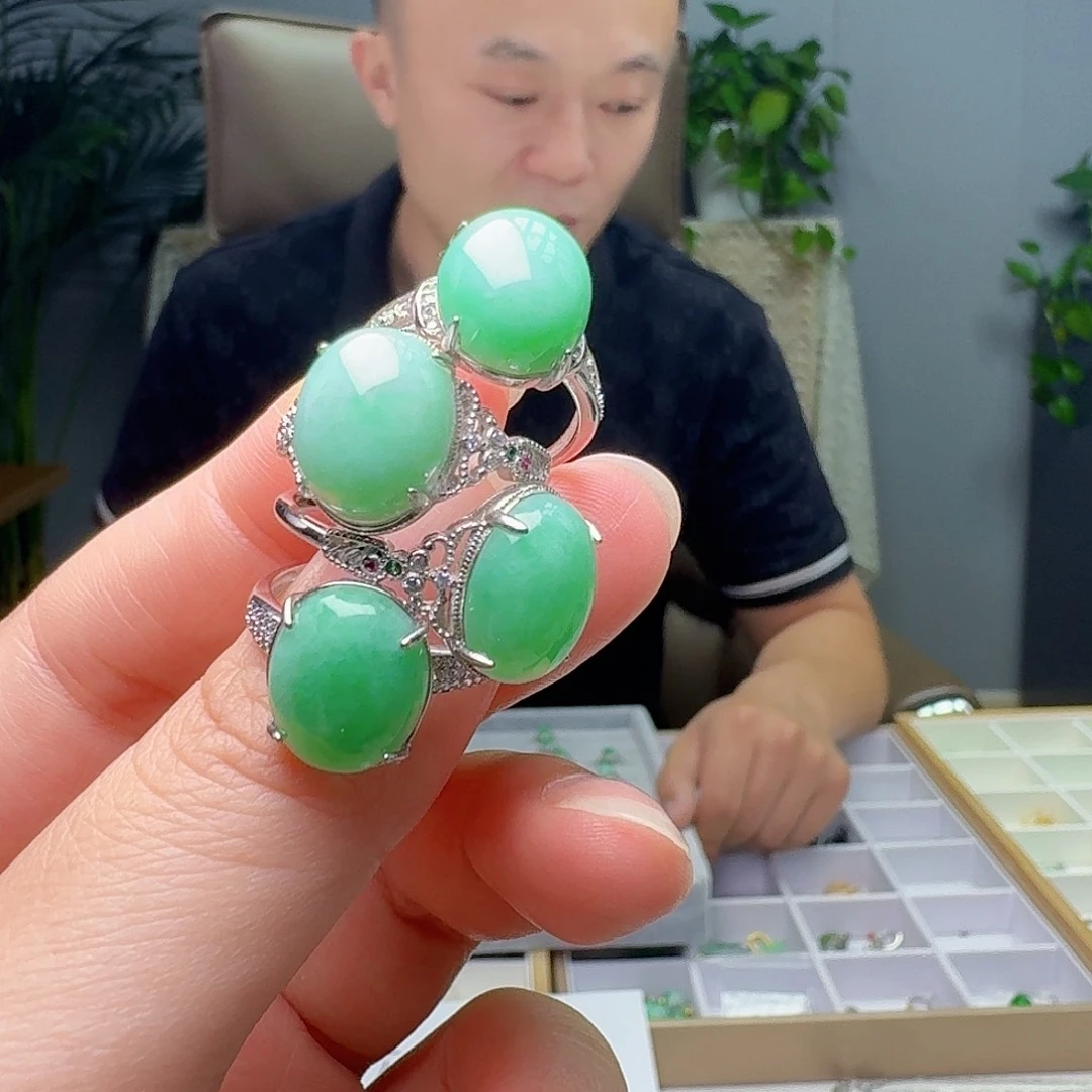 银S925镶嵌戒指翡翠多样性发货其一