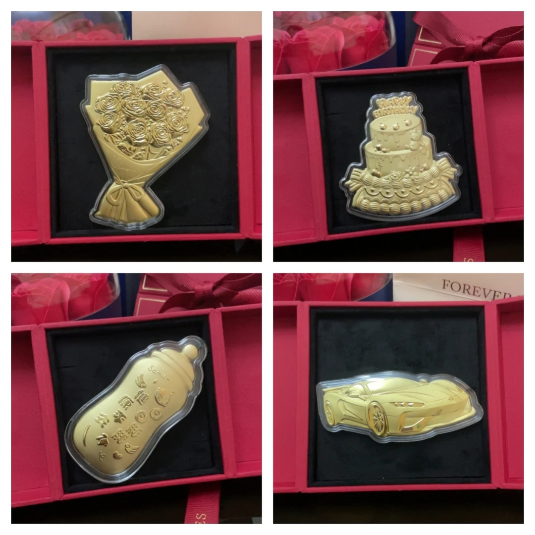 含金工艺品【节日礼品】玫瑰花生日蛋糕奶瓶周岁礼跑车节日礼物礼品