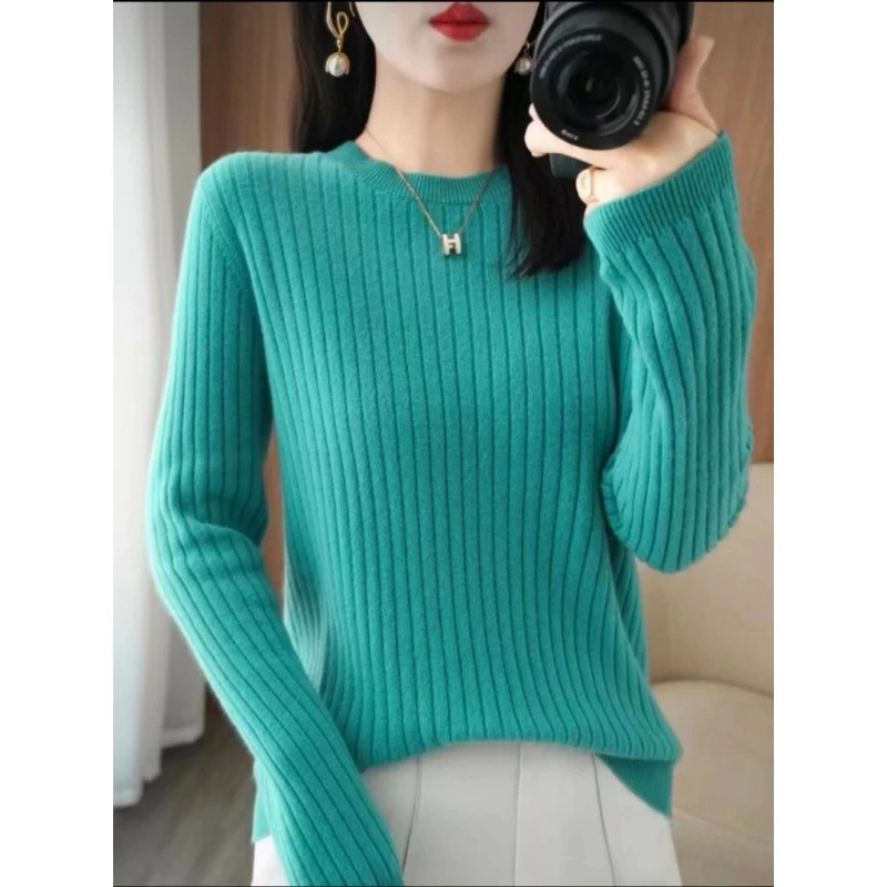 火爆款圆领宽松半高领套头毛衣长袖针织打底衫秋冬新款韩版百搭