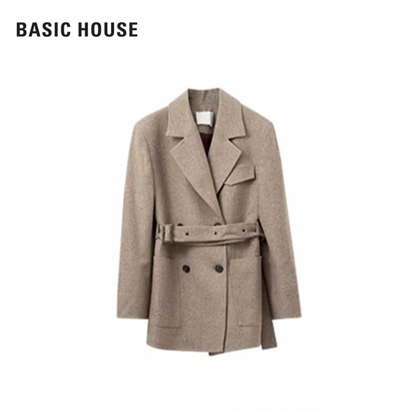 Basic House/百家好时尚收腰双排扣外套BJ885-HVJK729AMB0