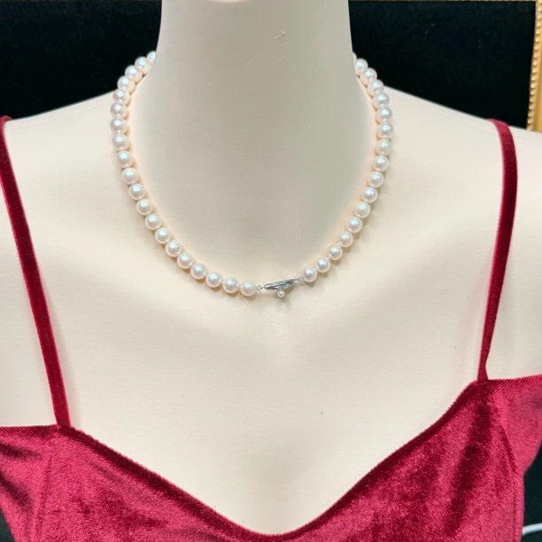 【六六中古】孤品天然海水珍珠项链ty2400链长40珠子7.5-8
