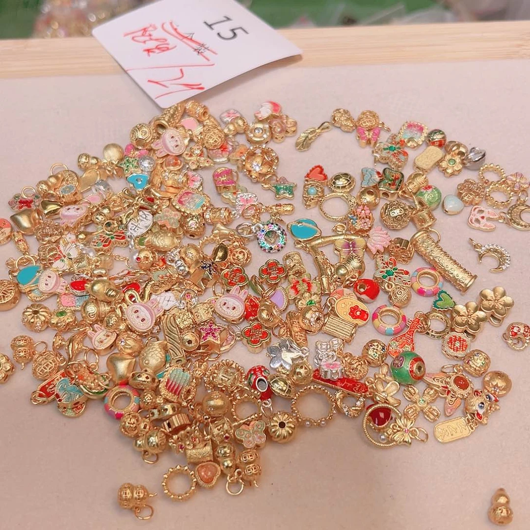 水晶珠宝半成品银S925镀金镶嵌15