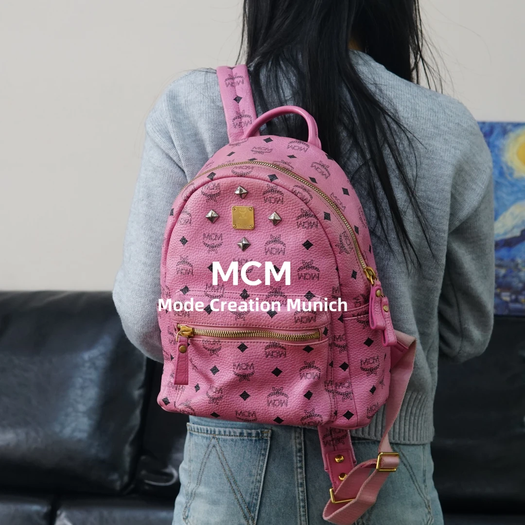 95新 MCM 粉色双肩包/FYHD01624062/4062