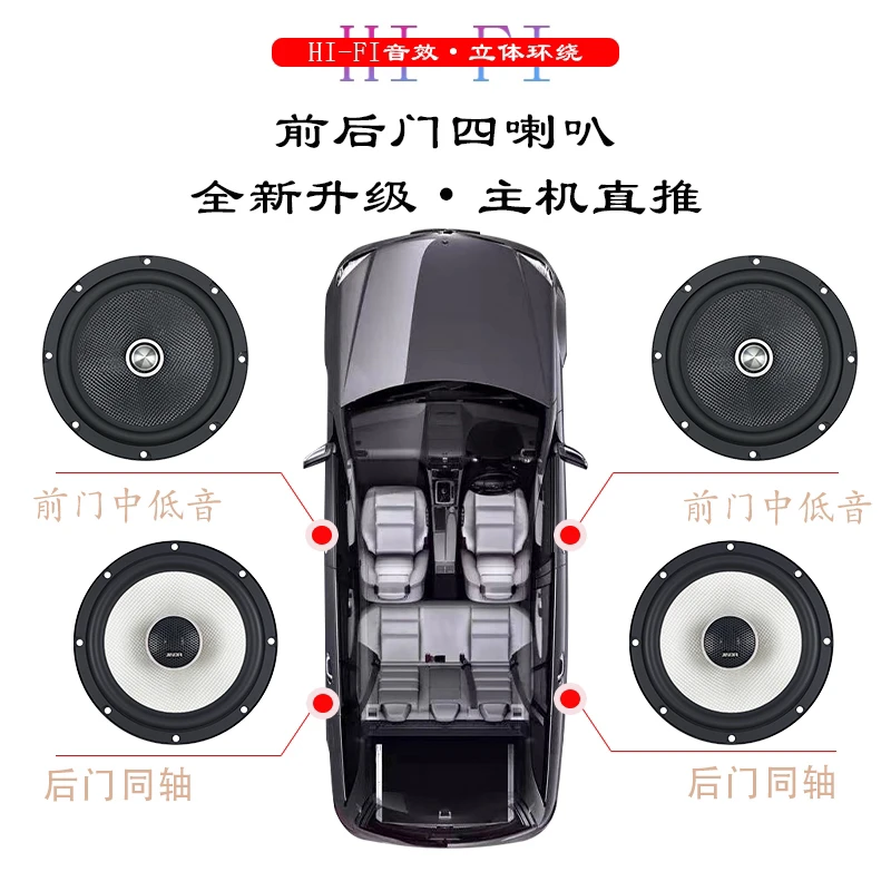 劲达竞赛中低音+劲达白盆高低音四门无损安装车载扬声器音响2对