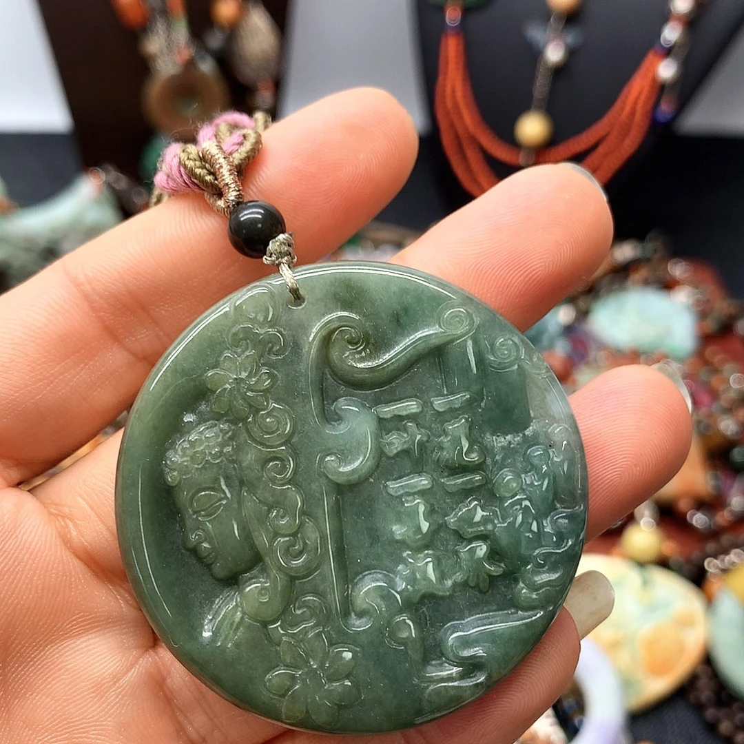 颈饰未镶嵌翡翠复古风吊坠翡翠