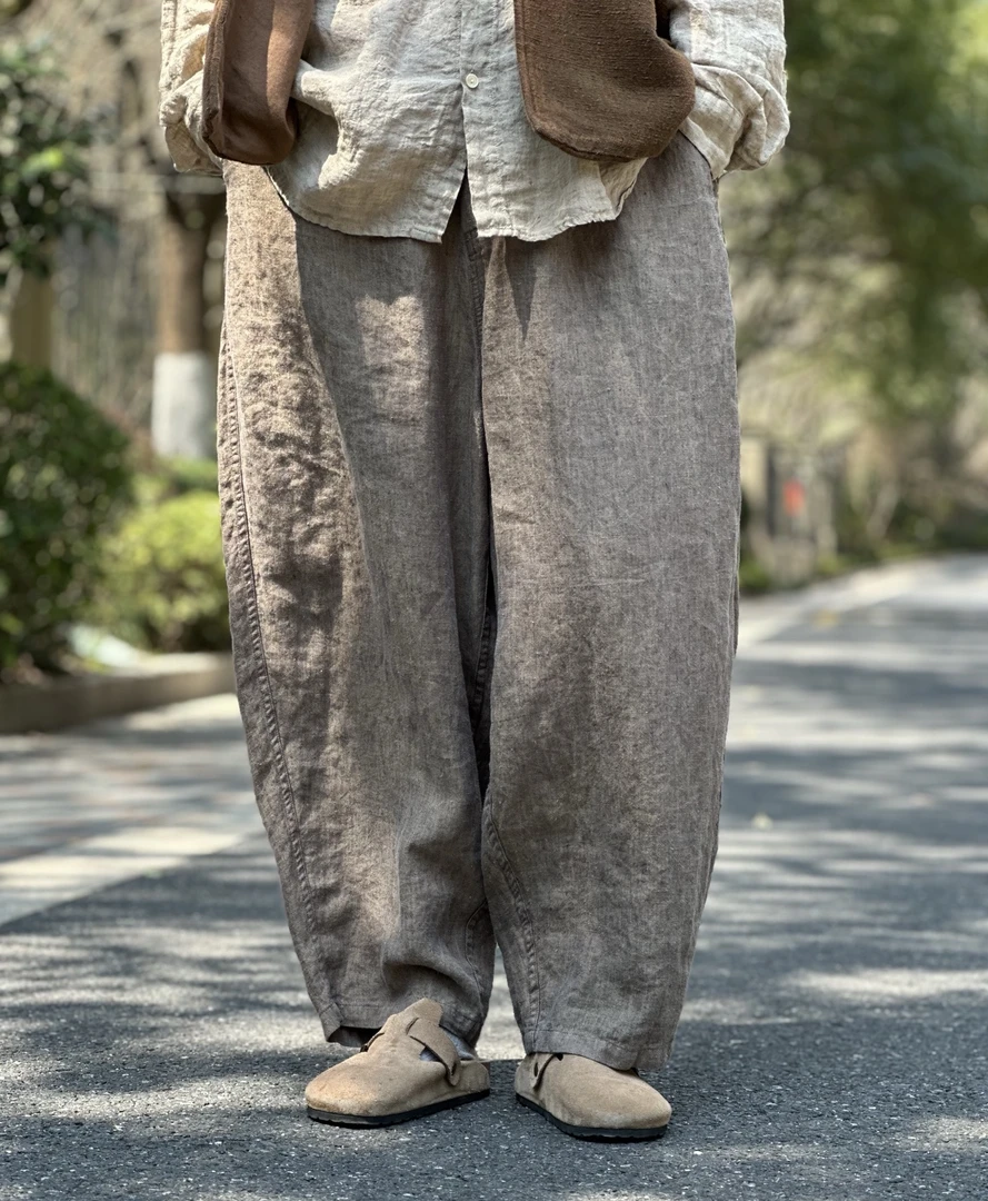 昔玙240111 休闲百搭水洗亚麻裤  裤长94腰围74臀围125