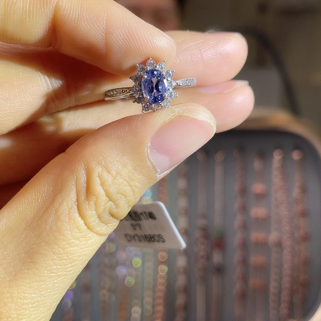 戒指银S925镶嵌蓝宝石