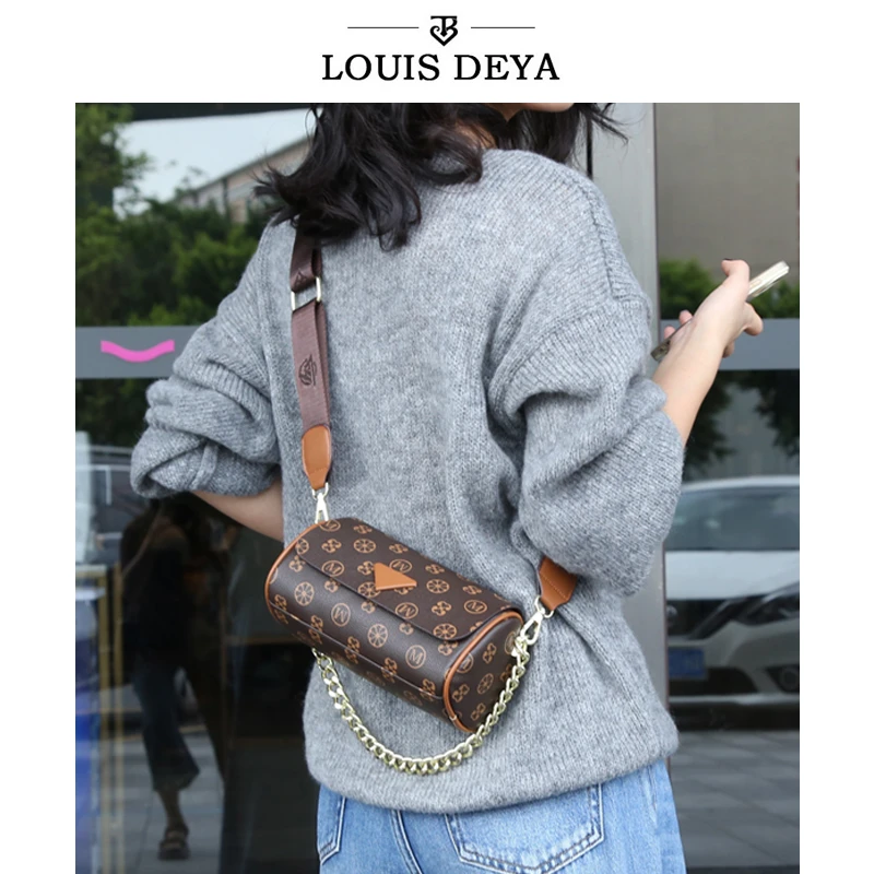 秋冬新款宽肩带轻奢风斜挎包单肩休闲波士顿链条枕头包