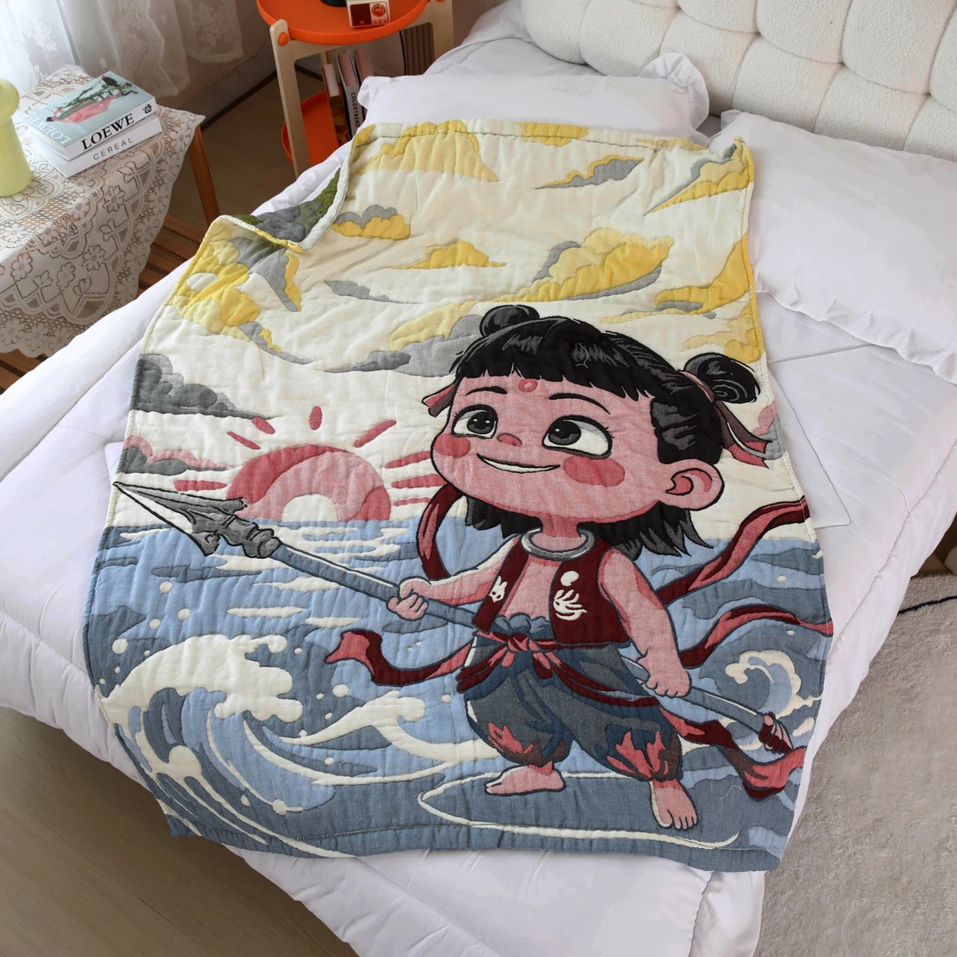 哪吒闹海 1.2*1.5纯棉泡芙被多层柔软亲肤透气双面