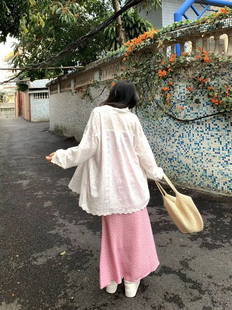 【大小姐】“山茶栀意”法式温柔百搭衬衫缕空蕾丝衫长袖开衫-Z050271