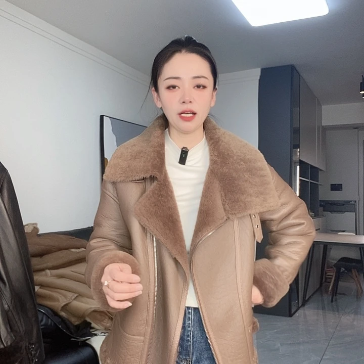 绵羊皮皮毛一体咖啡色125斤