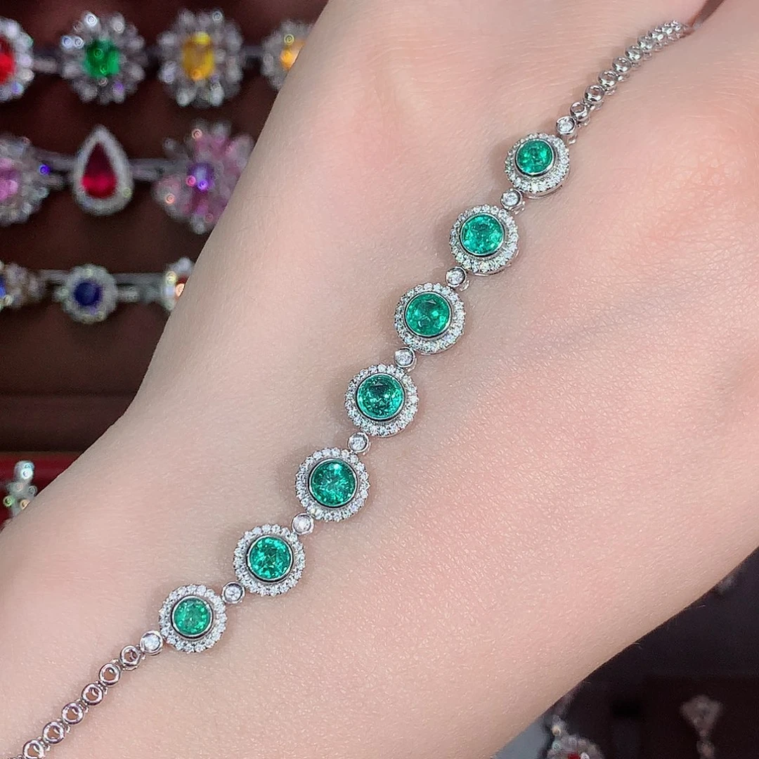18K金镶嵌手链祖母绿1.85ct/天然宝石/七天无理由