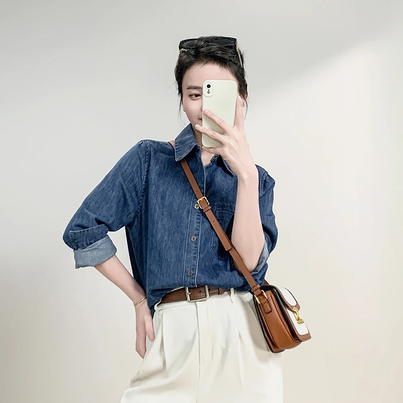 牛仔衬衫女外穿2025秋冬新休闲百搭遮肉显瘦内搭叠穿高级感上衣女