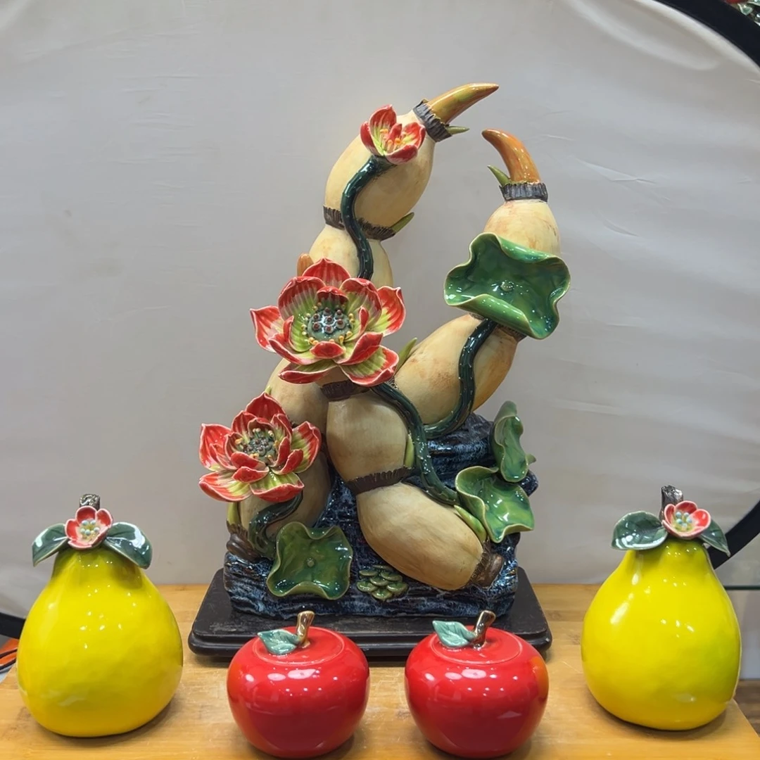 陶瓷莲生福地送柚子苹果