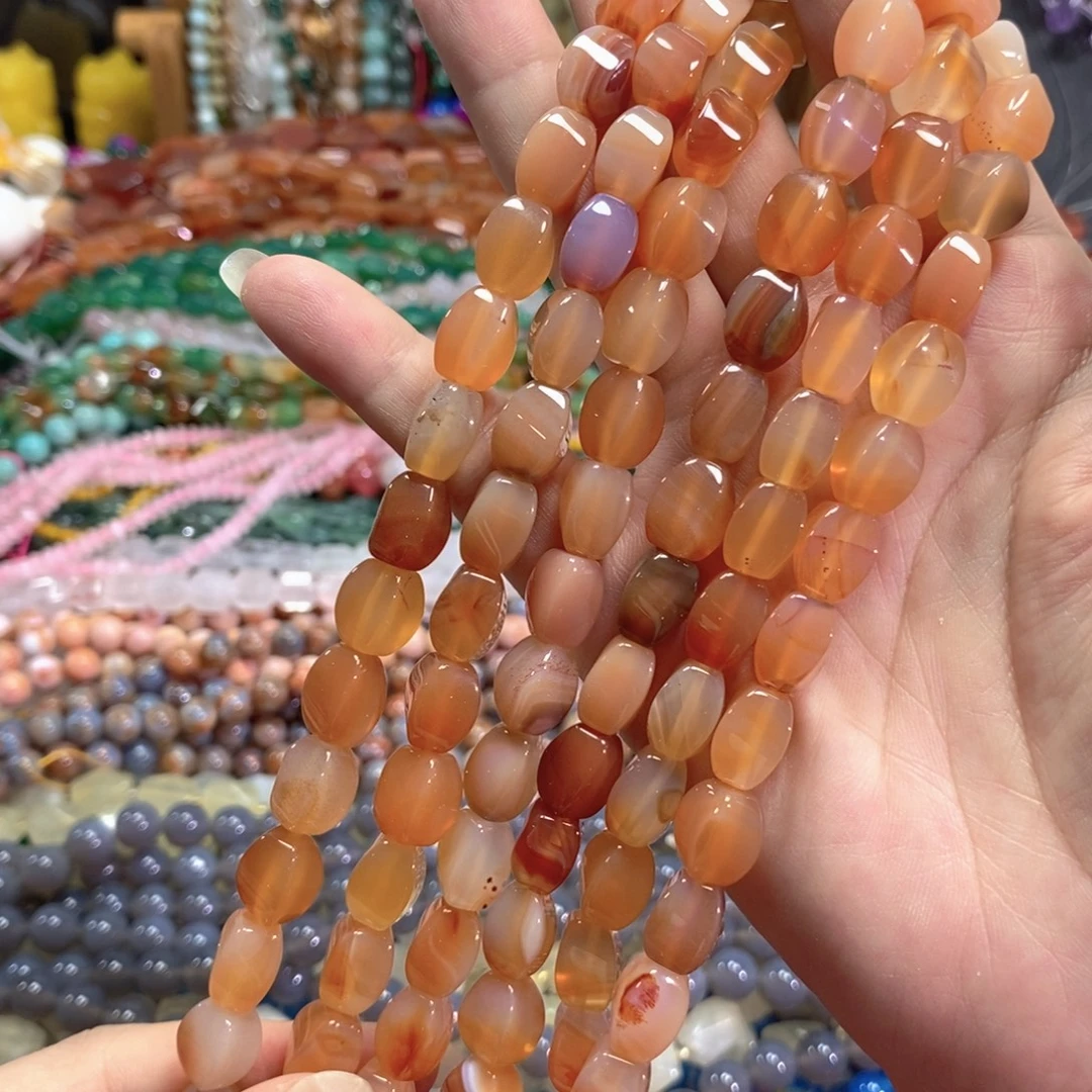 玛瑙/玉髓未镶嵌珠宝半成品红玛瑙扭珠一条卡8*12mm
