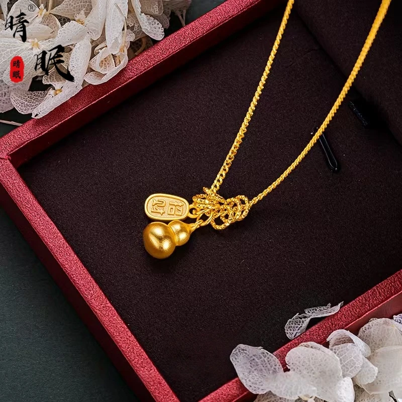 晴眠 铜项链 招财葫芦项链新中式国潮古风轻奢金葫芦国风K-1125