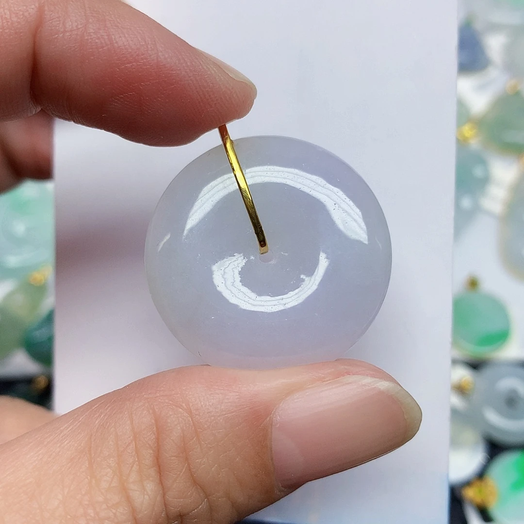 翡翠18K金镶嵌颈饰36678