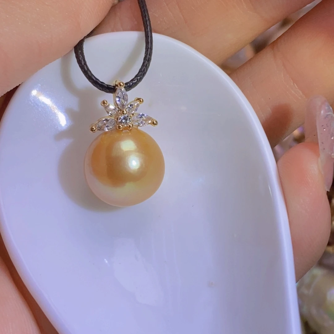 银S925镶嵌淡水珍珠天然淡水珍珠无染色无优化