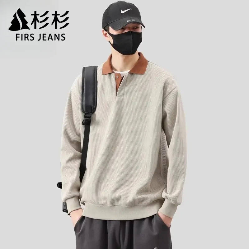FIRS JEANS杉杉新款重磅长袖Polo简约休闲上衣百搭卫衣春秋季男士