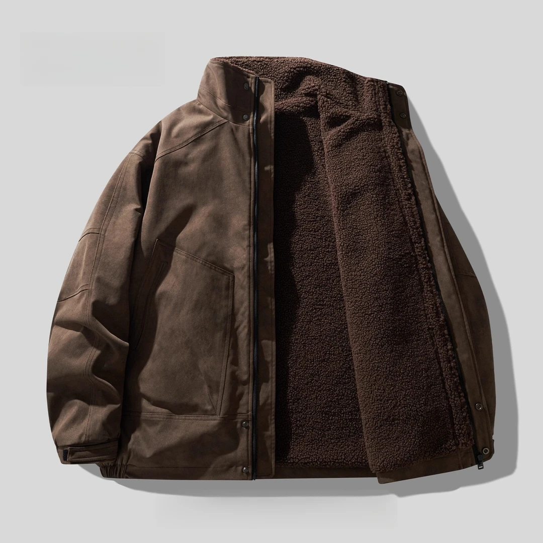 爆款底特律高端重磅羊羔绒加厚工装棉服男士棉衣冬季保暖棉袄外套