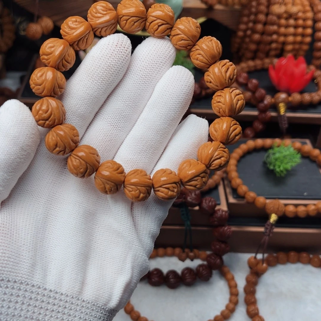 吊坠桃核15盘龙爆肚手串