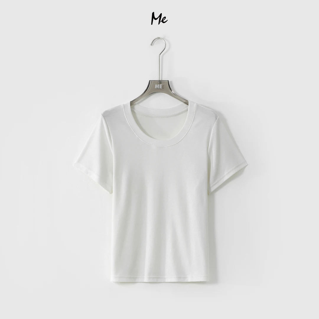 ME【维多利亚】醋仟绵羊毛混纺女士显瘦时尚百搭短袖T恤MEQC576