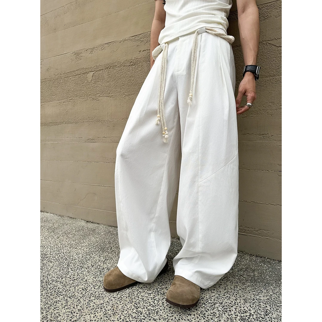 SAS-N2599长裤休闲裤直筒松紧腰宽松韩版阔腿裤中裤潮流