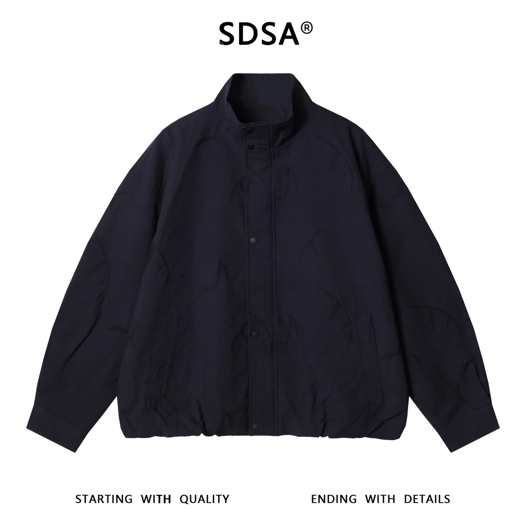 SDSA男士秋冬新款痞帅男装韩版提花拉链按扣拉链夹克百搭时尚外套