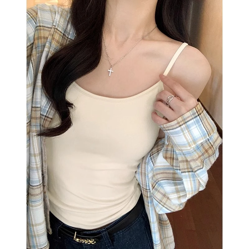 千朔夏季新款百搭吊带背心内搭打底带胸垫外穿上衣运动内衣欧若风