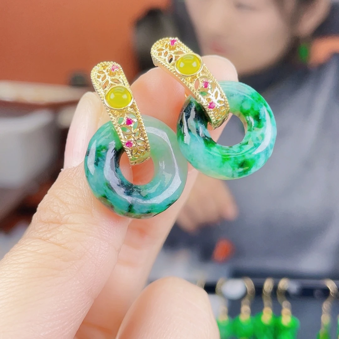 翡翠未镶嵌耳饰饰品