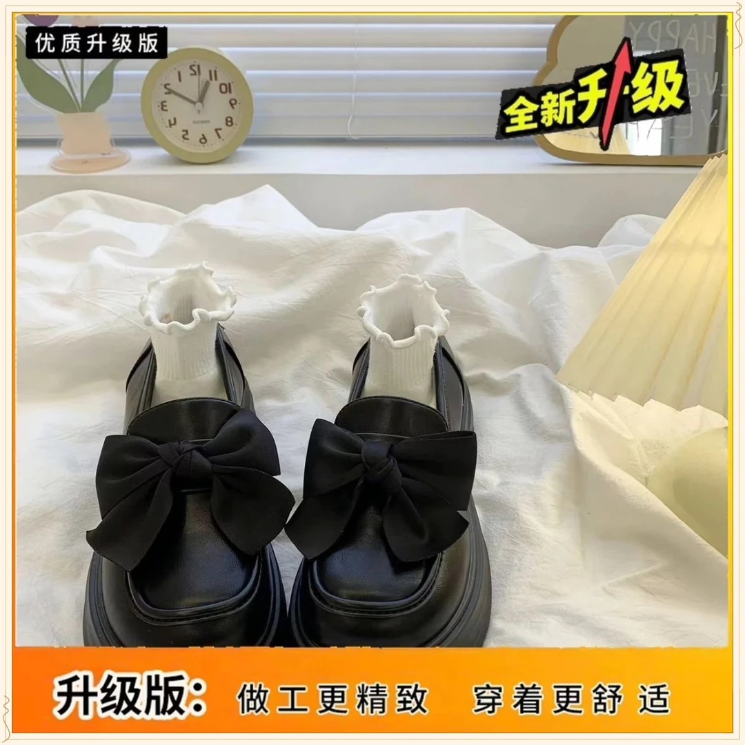 超酷复古单鞋女2025春季新款XLTX蝴蝶结英伦风配jk法式厚底【登鼎】