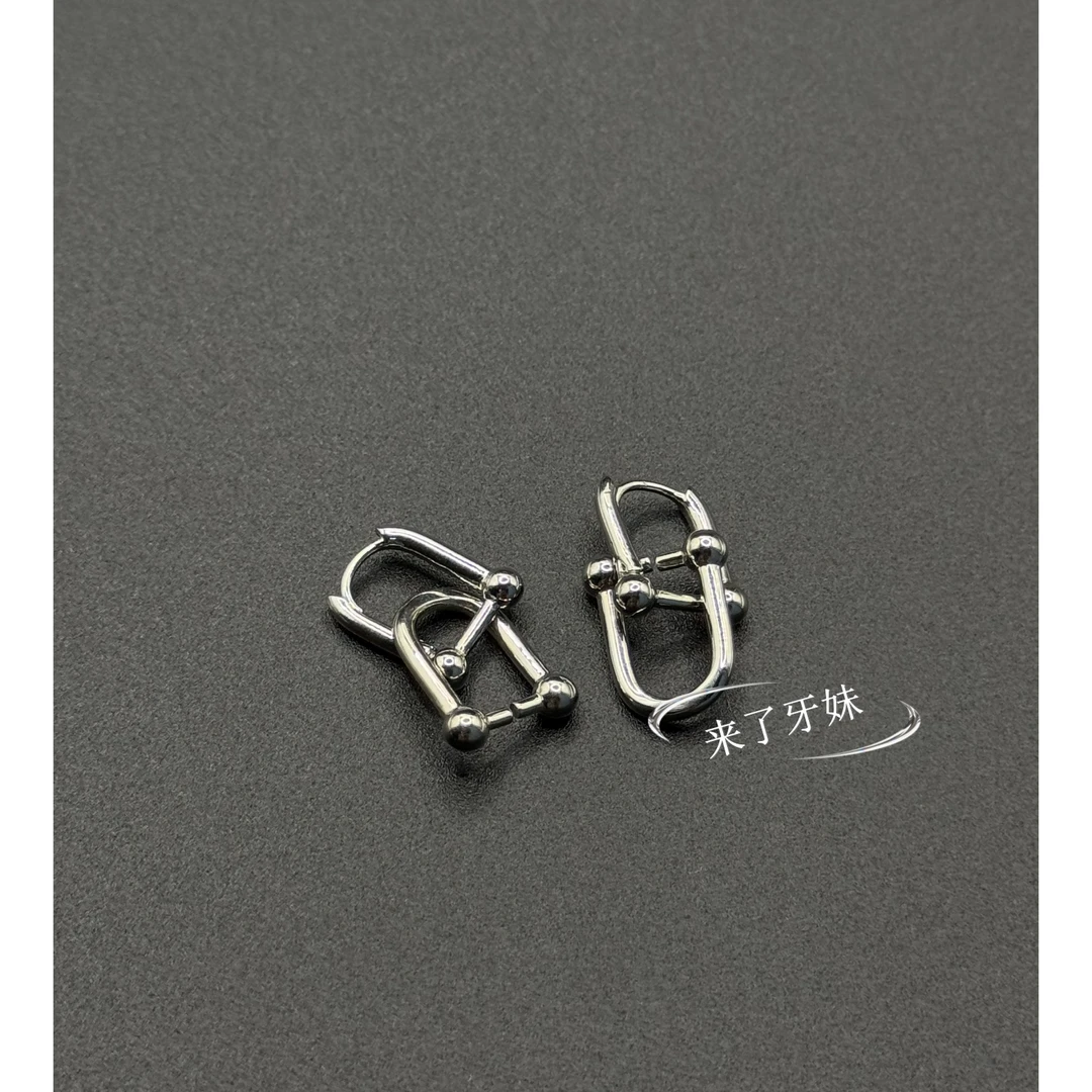 合金耳饰 双马蹄耳钉ED167复古时尚轻奢精致百搭时尚