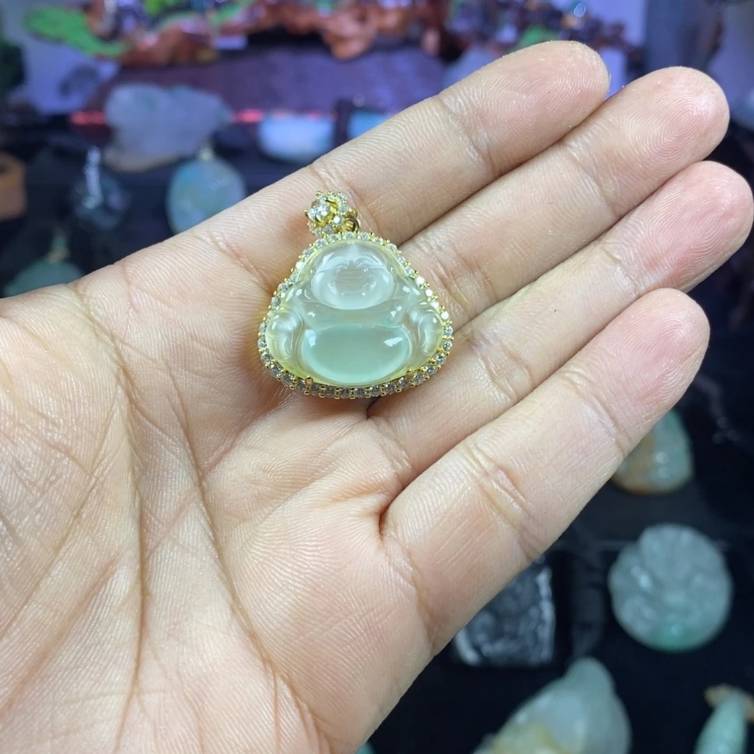 石英质玉（非洲翠）未镶嵌吊坠(不含链)