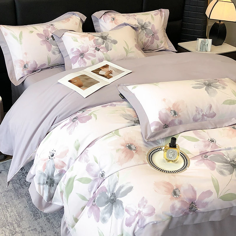 高端纯棉100全棉磨毛床上四件套秋冬加厚保暖印花被套床单四件套4