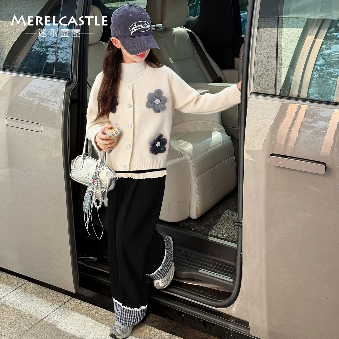 25TZ057女童春秋款套装2025新款洋气儿童女孩中大童秋装三件套