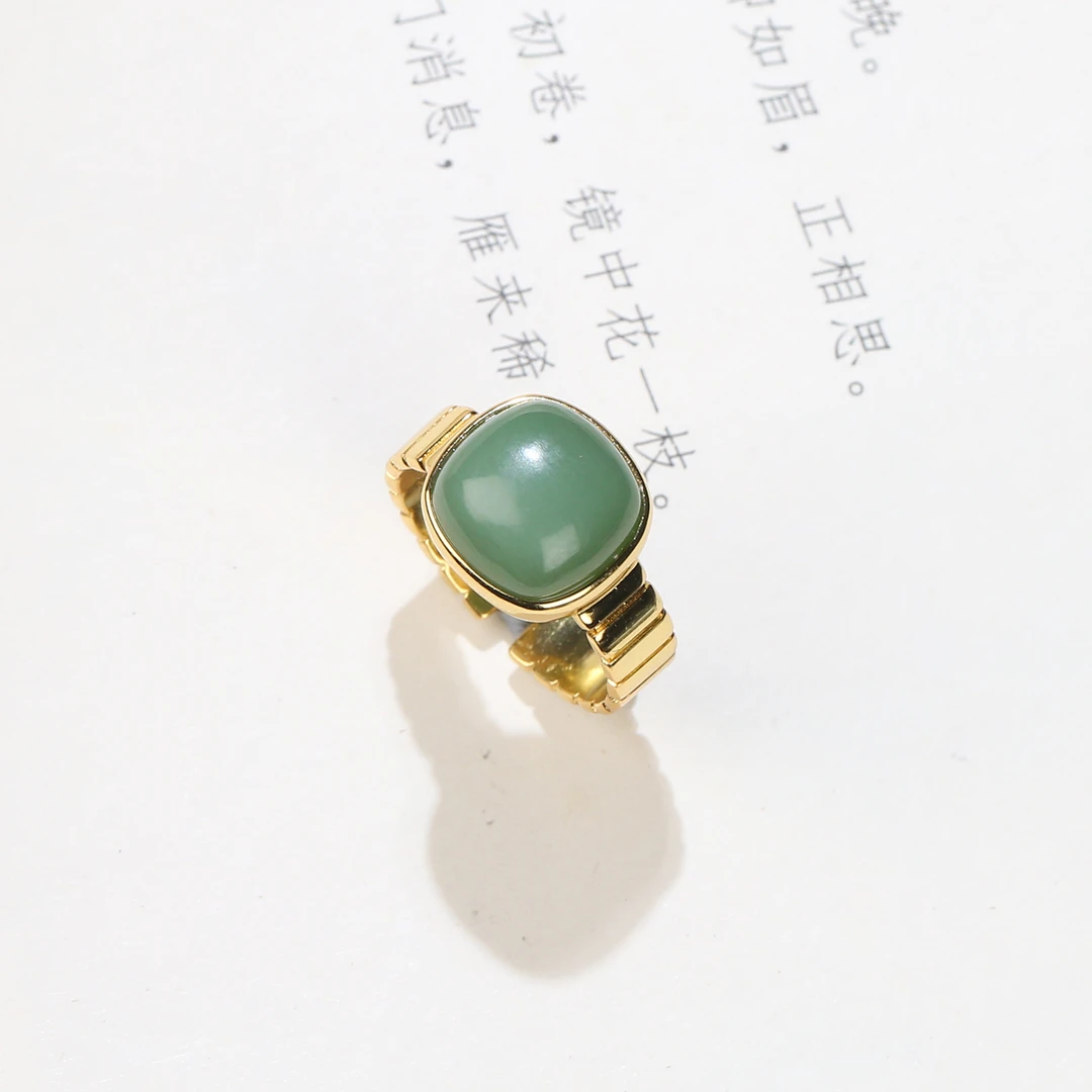 【 麦子家族】天然和田玉戒指S925银镶嵌气质时尚可调节 D1070