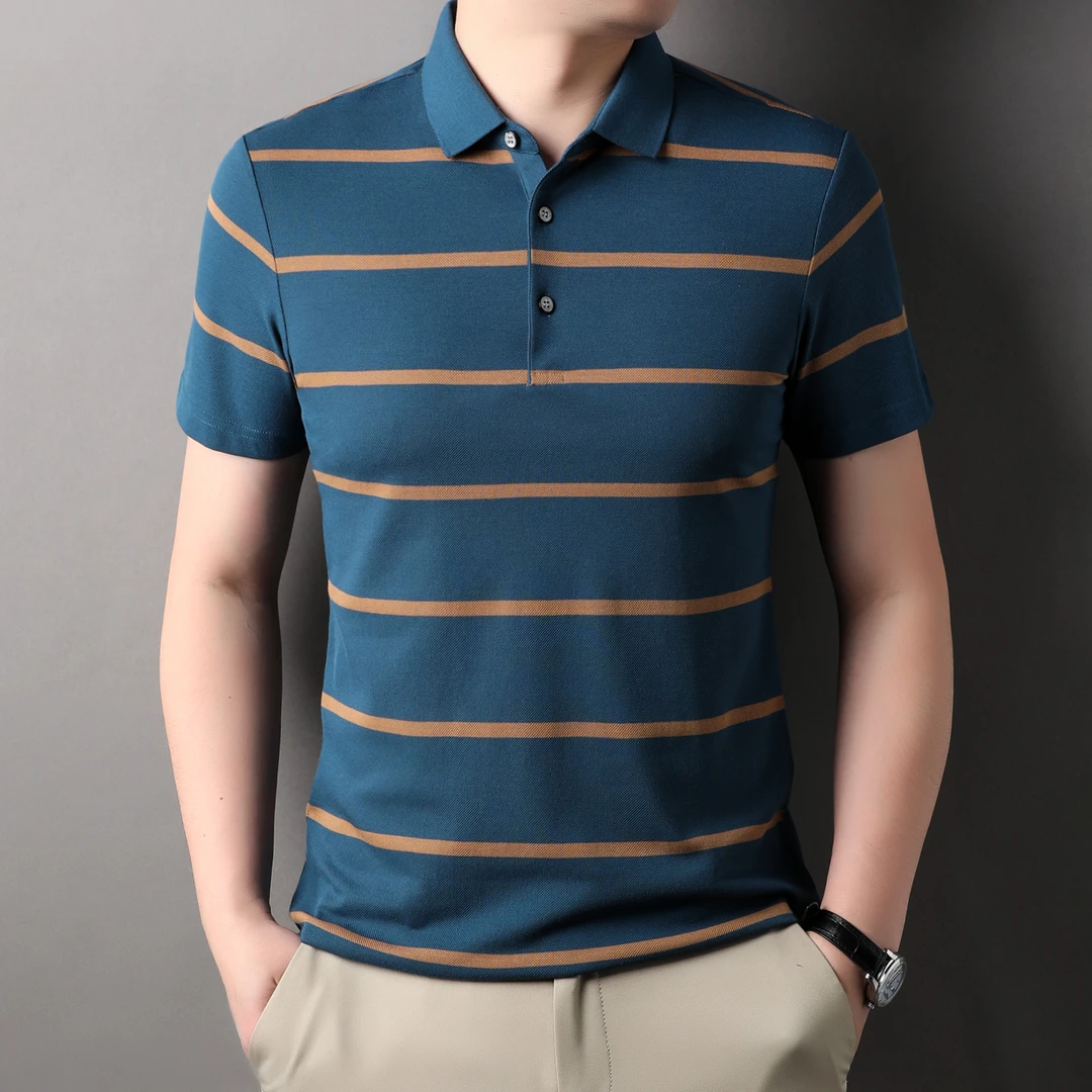 SIRBULFUN/先生布凡款短袖T恤翻领休闲条纹上衣POLO衫