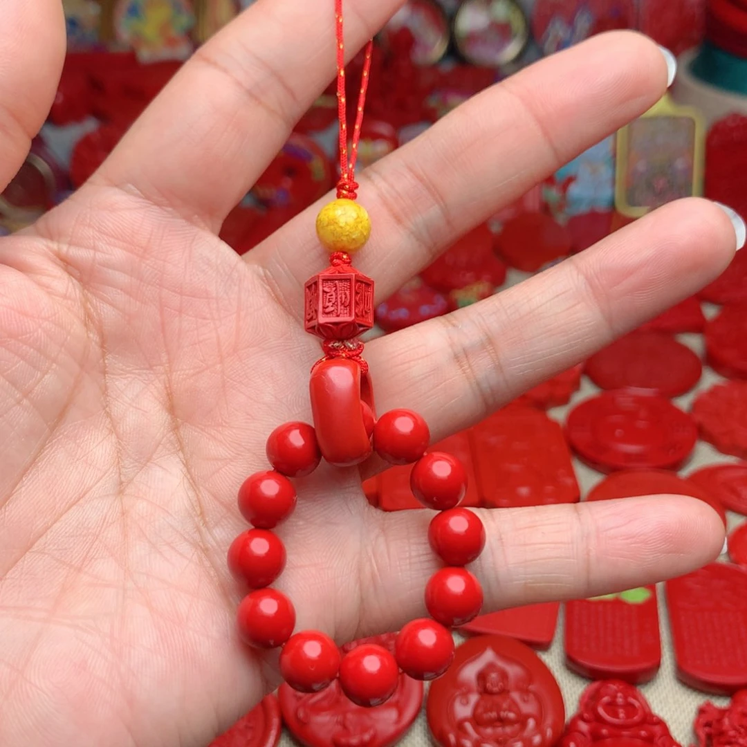 天然辰砂工艺品朱砂手机坠