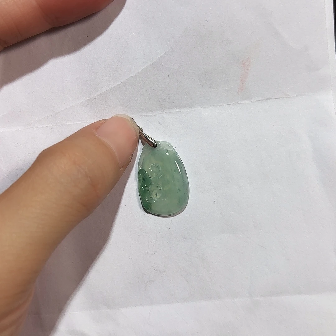 翡翠银S925镶嵌颈饰A货翡翠镶嵌银扣