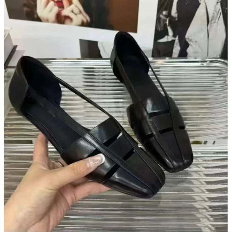 2025年新款夏季包头镂空单鞋时尚百搭穆勒鞋低跟编织洞洞凉鞋女鞋