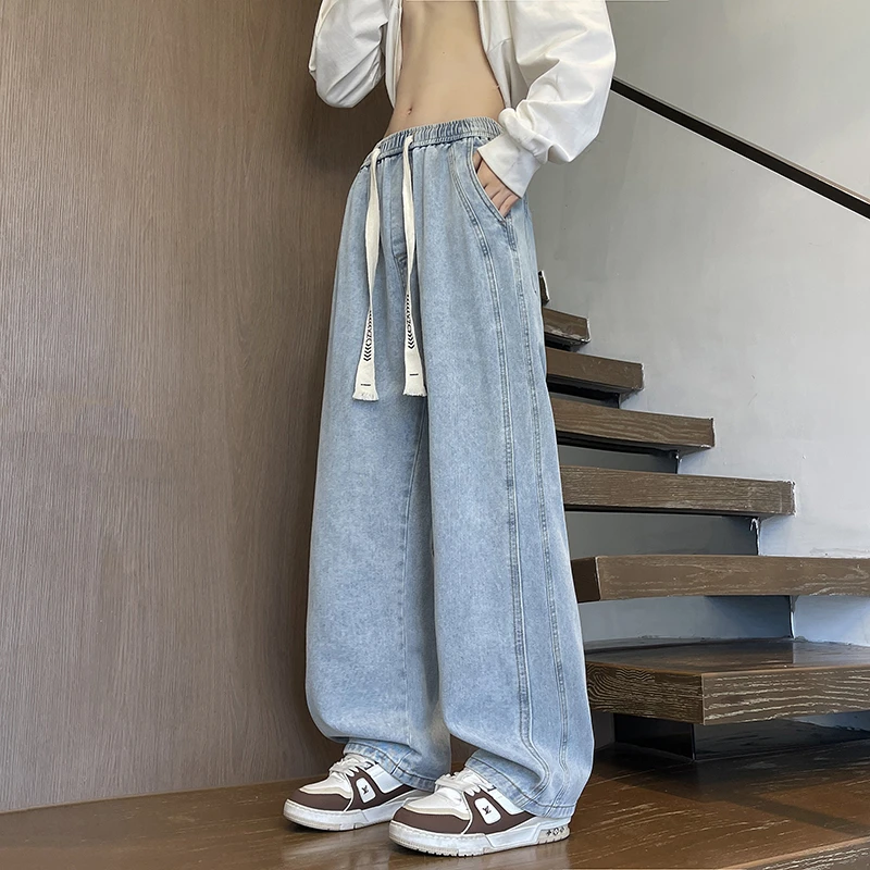 2025新款春秋牛仔裤男初中高中学生休闲直筒青少年帅气显高长裤子