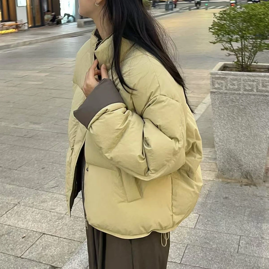 鸭鸭联名雅鹿嘉嘉 初冬时尚小个子韩版撞色减龄羽绒服1